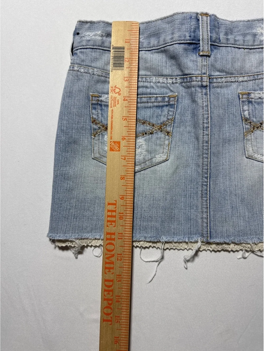 Abercrombie Vintage Denim Mini Skirt Size 16 with Beaded Emb